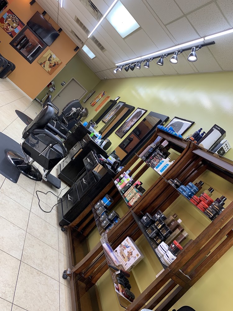 Shelves of professional hair care and styling products